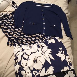 White House Black Market Navy And black set